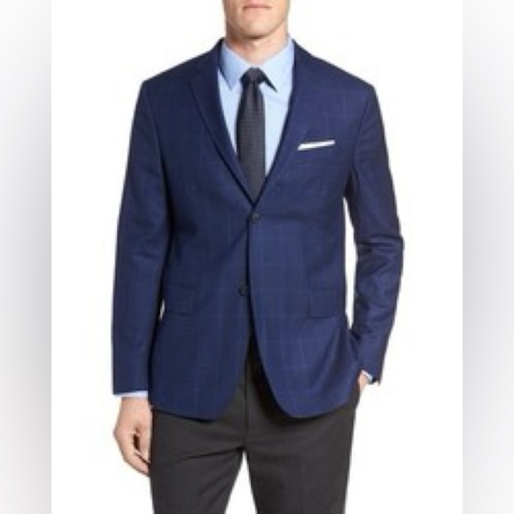 Jack Spade Trim‎ Fit Windowpane
Wool Sport Coat Blue Size 36R